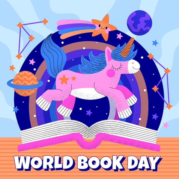 Vector gratuito ilustración plana del día mundial del libro