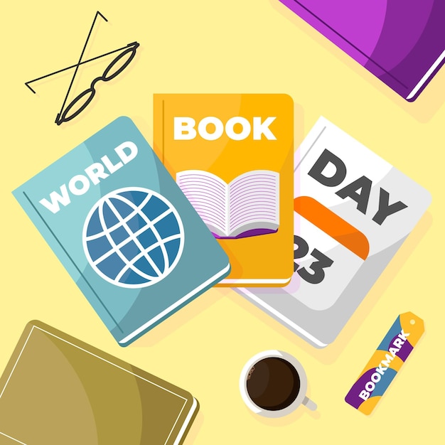 Vector gratuito ilustración plana del día mundial del libro