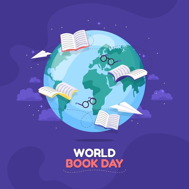 Vector gratuito ilustración plana del día mundial del libro