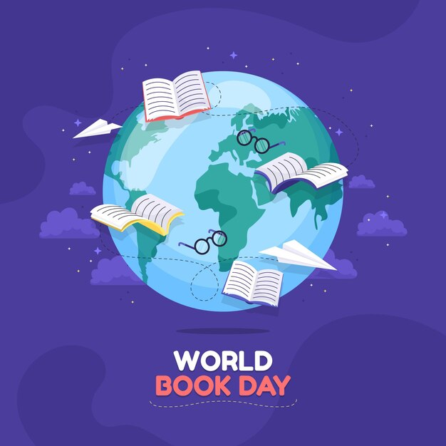 Ilustración plana del día mundial del libro