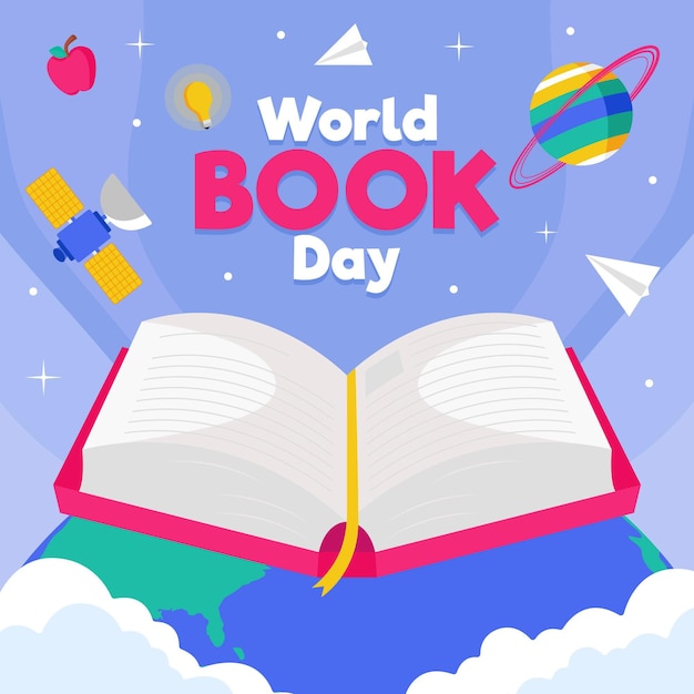 Vector gratuito ilustración plana del día mundial del libro