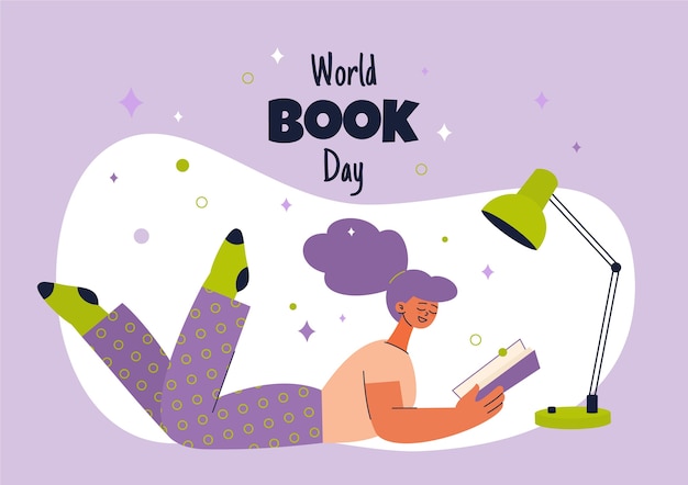 Ilustración plana del día mundial del libro