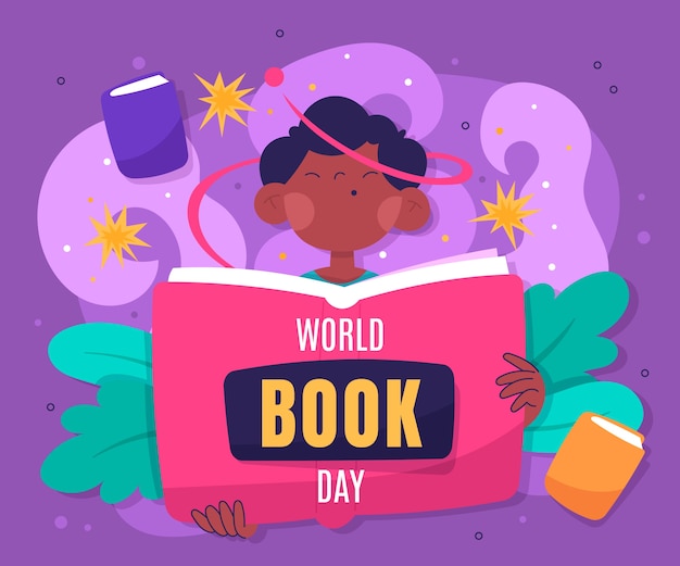 Vector gratuito ilustración plana del día mundial del libro