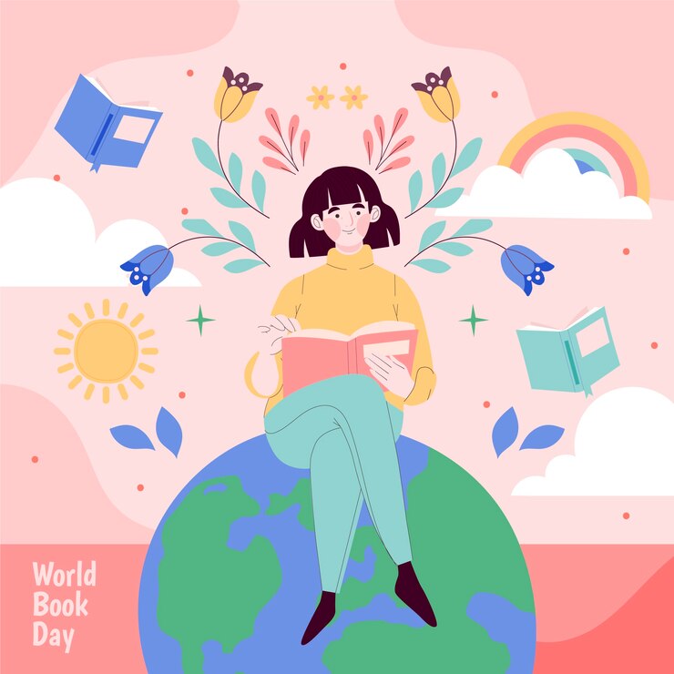 Vector gratuito ilustración plana del día mundial del libro