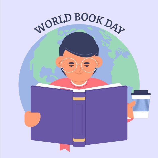 Ilustración plana del día mundial del libro