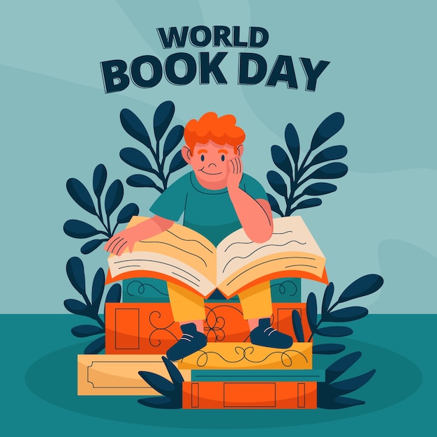 Vector gratuito ilustración plana del día mundial del libro