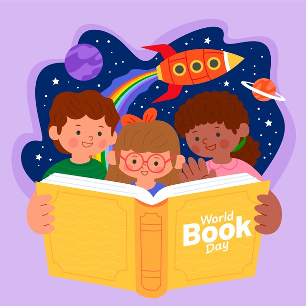 Ilustración plana del día mundial del libro