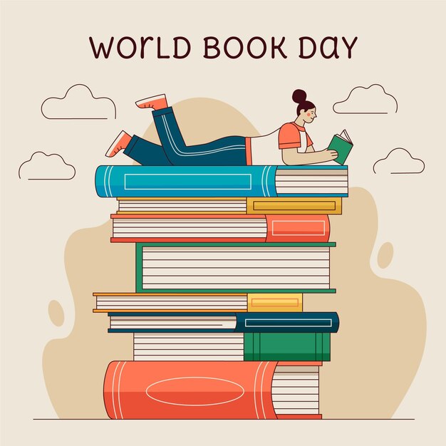 Ilustración plana del día mundial del libro