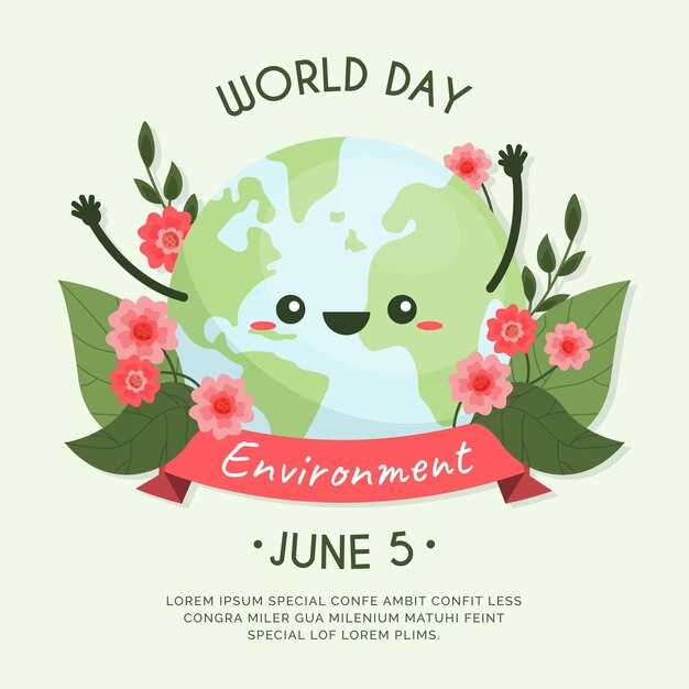 Ilustración plana del día mundial del medio ambiente