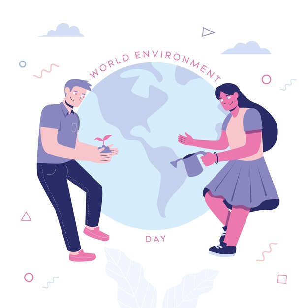 Ilustración plana del día mundial del medio ambiente