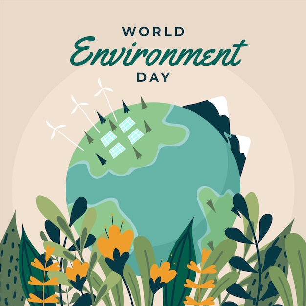 Ilustración plana del día mundial del medio ambiente