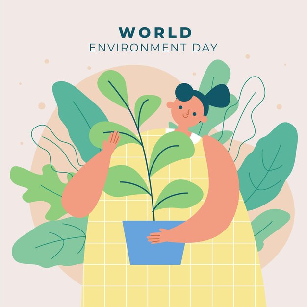 Ilustración plana del día mundial del medio ambiente