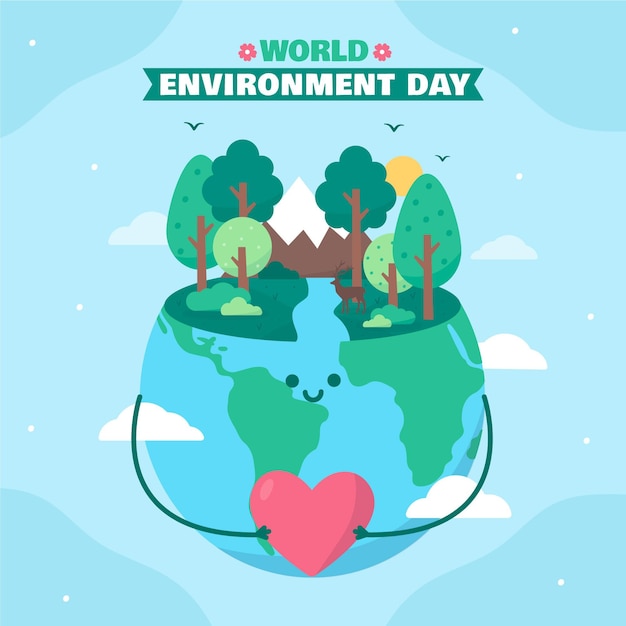 Vector gratuito ilustración plana del día mundial del medio ambiente
