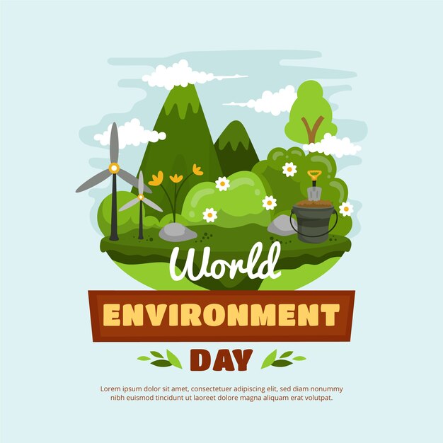 Ilustración plana del día mundial del medio ambiente