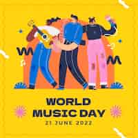 Vector gratuito ilustración plana del día mundial de la música