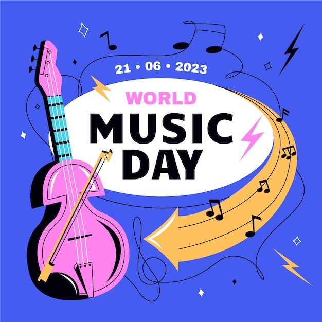 Vector gratuito ilustración plana del día mundial de la música
