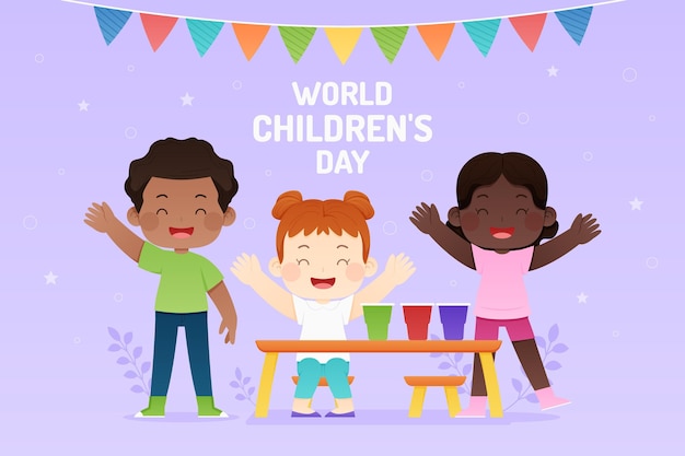 Ilustración plana del día mundial del niño