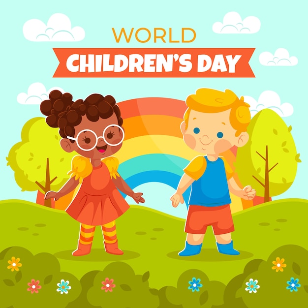 Vector gratuito ilustración plana del día mundial del niño