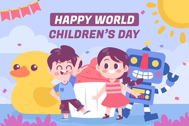 Vector gratuito ilustración plana del día mundial del niño