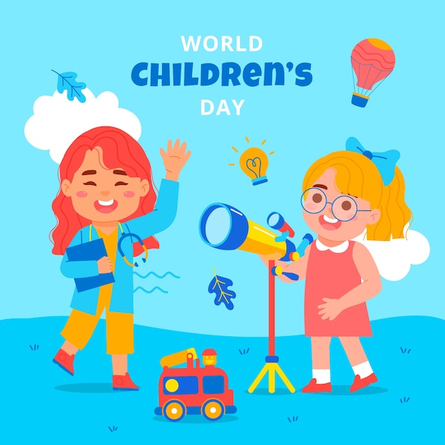 Vector gratuito ilustración plana del día mundial del niño