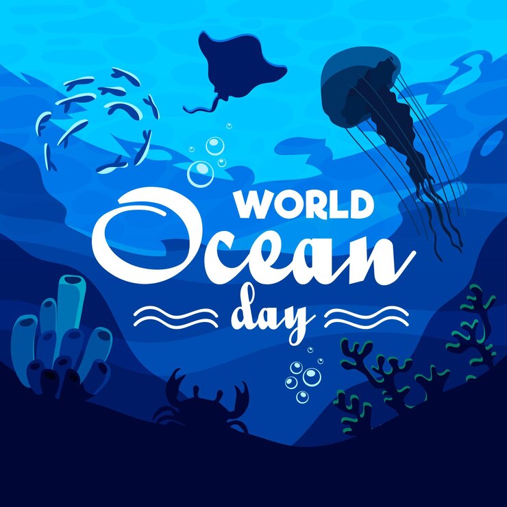 Vector gratuito ilustración plana del día mundial de los océanos