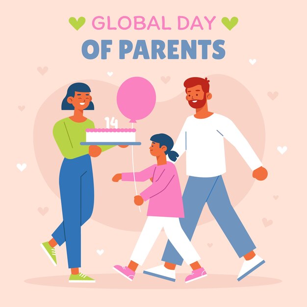 Vector gratuito ilustración plana del día mundial de los padres con familia