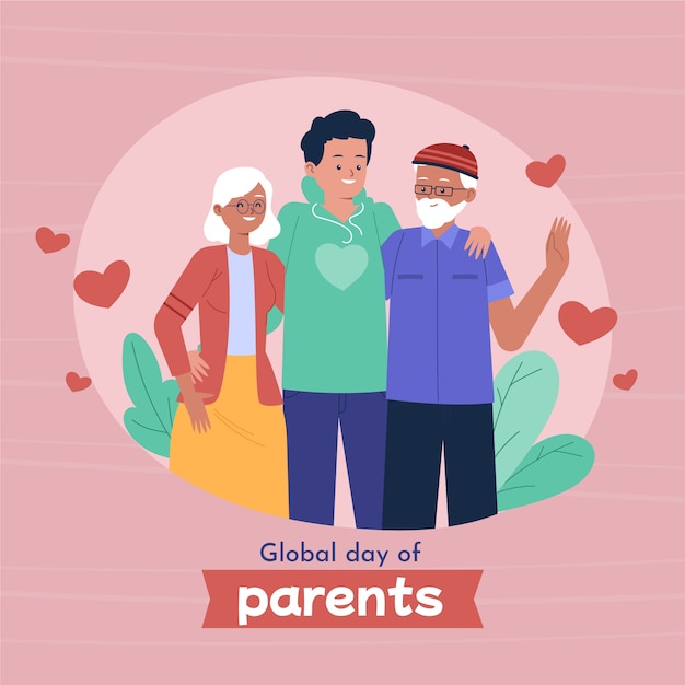 Vector gratuito ilustración plana del día mundial de los padres