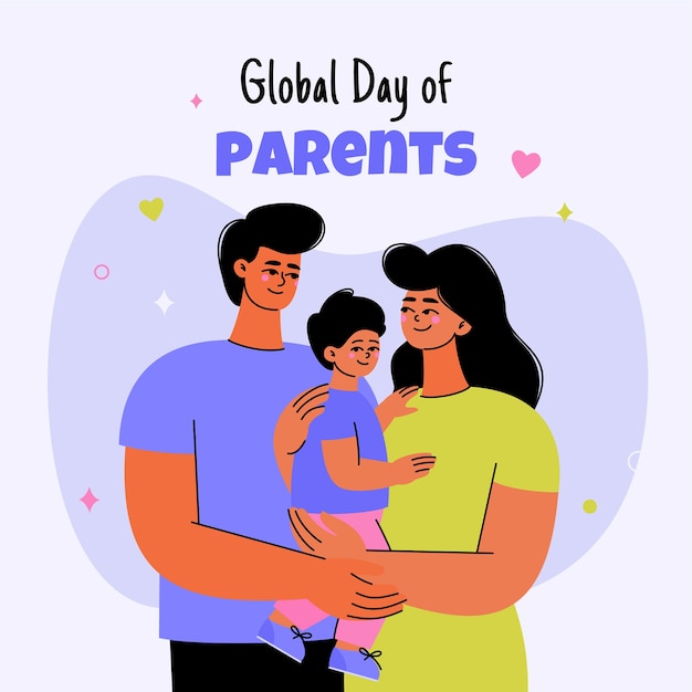 Vector gratuito ilustración plana del día mundial de los padres