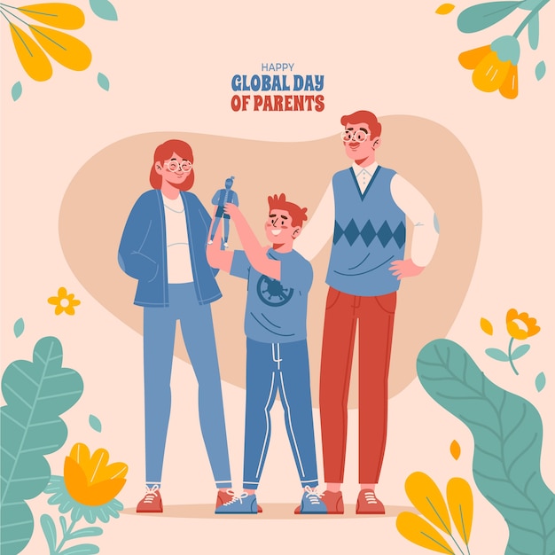 Vector gratuito ilustración plana del día mundial de los padres