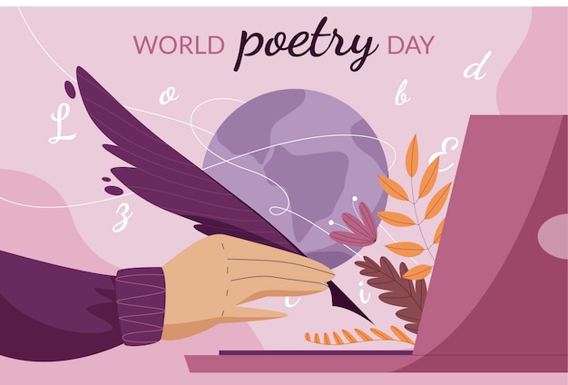 Vector gratuito ilustración plana del día mundial de la poesía