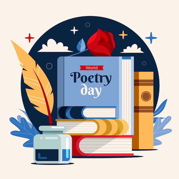 Vector gratuito ilustración plana del día mundial de la poesía