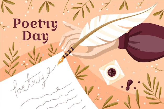 Vector gratuito ilustración plana del día mundial de la poesía