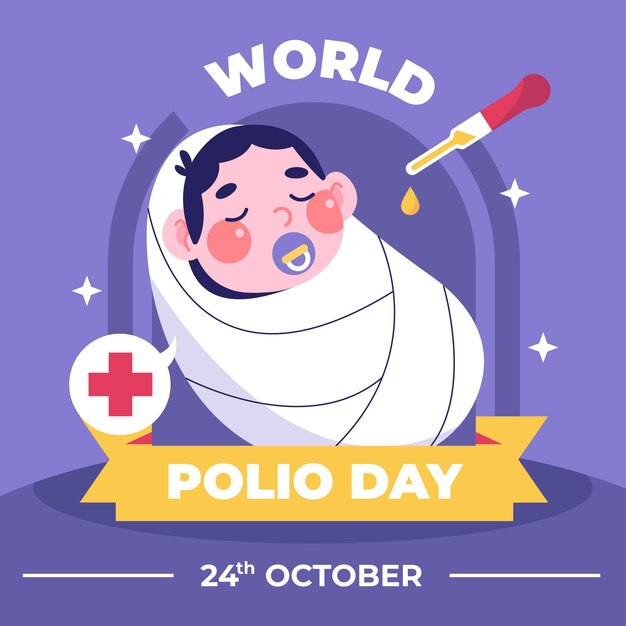 Ilustración plana del día mundial de la poliomielitis