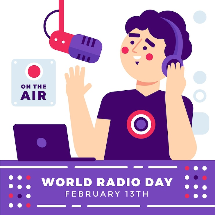 Vector gratuito ilustración plana del día mundial de la radio