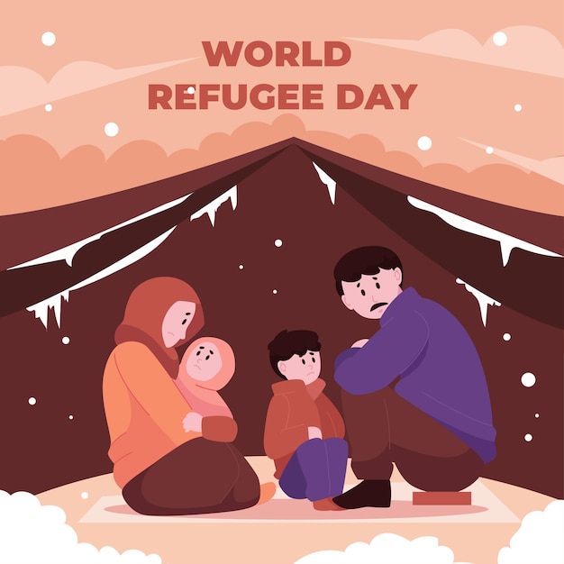 Vector gratuito ilustración plana del día mundial de los refugiados