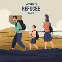 Vector gratuito ilustración plana del día mundial de los refugiados