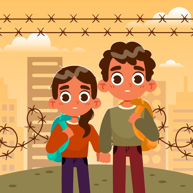 Ilustración plana del día mundial de los refugiados