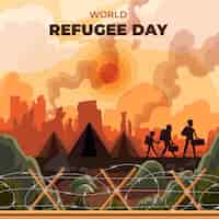 Vector gratuito ilustración plana del día mundial de los refugiados