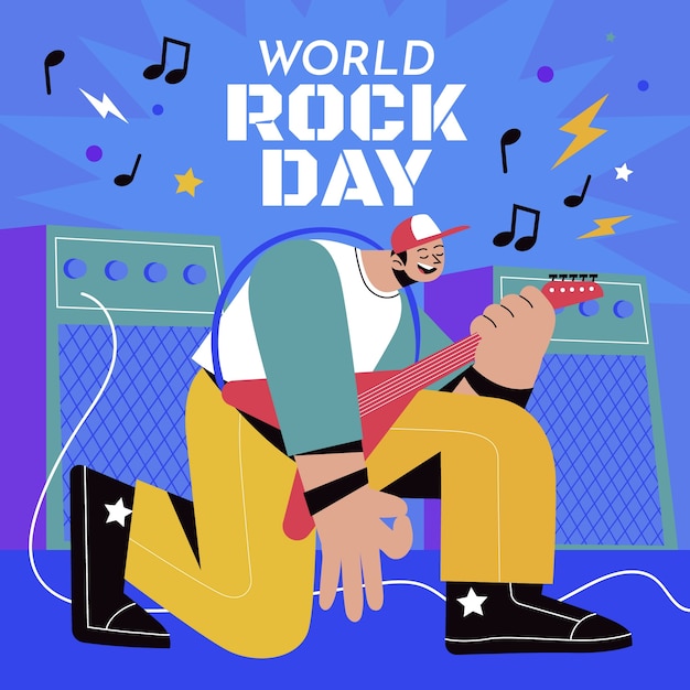 Vector gratuito ilustración plana del día mundial del rock