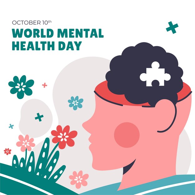 Ilustración plana del día mundial de la salud mental