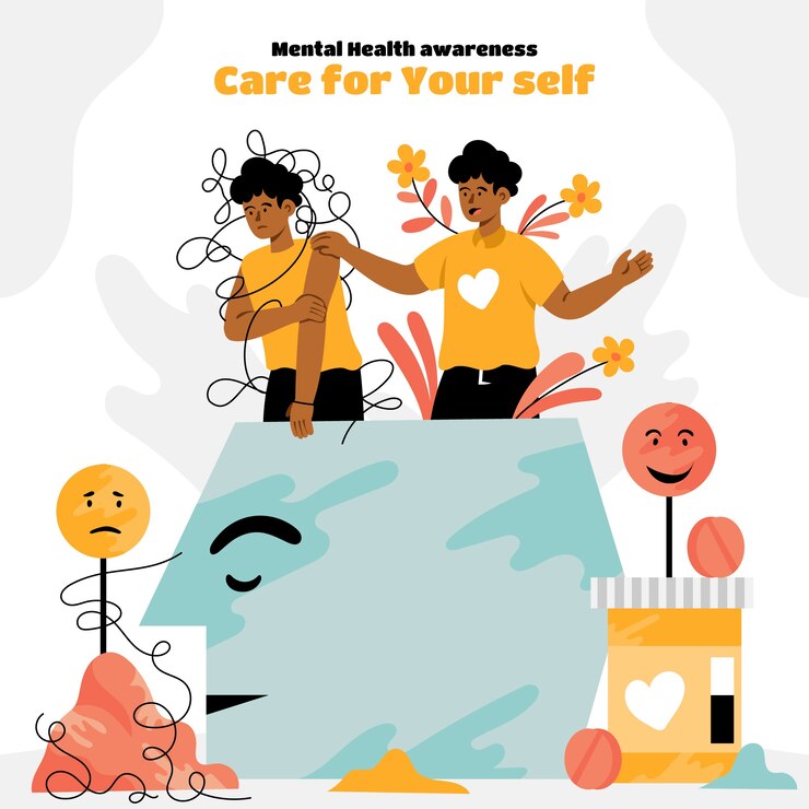 Vector gratuito ilustración plana del día mundial de la salud mental
