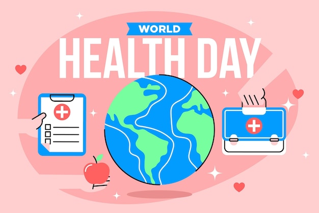 Ilustración plana del día mundial de la salud