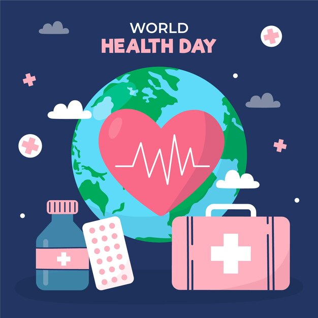 Ilustración plana del día mundial de la salud