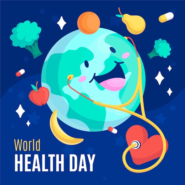 Ilustración plana del día mundial de la salud