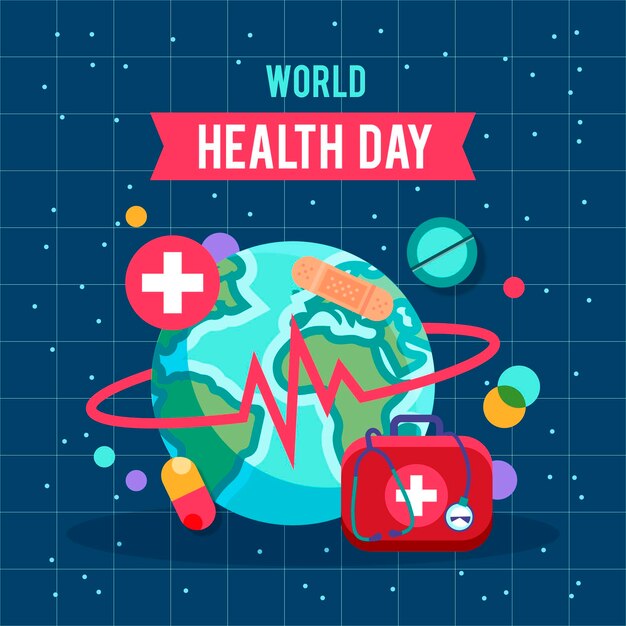 Ilustración plana del día mundial de la salud