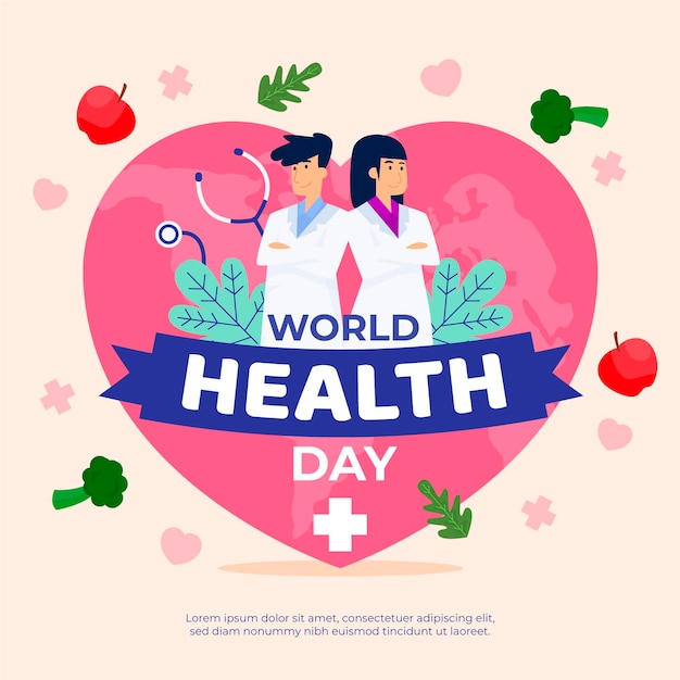 Vector gratuito ilustración plana del día mundial de la salud