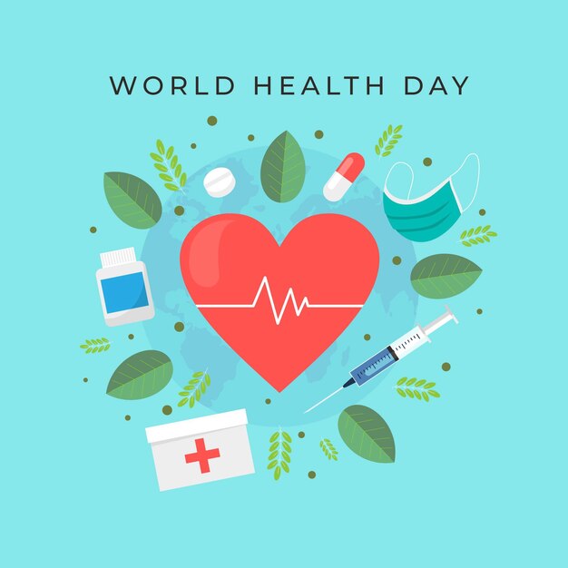 Ilustración plana del día mundial de la salud