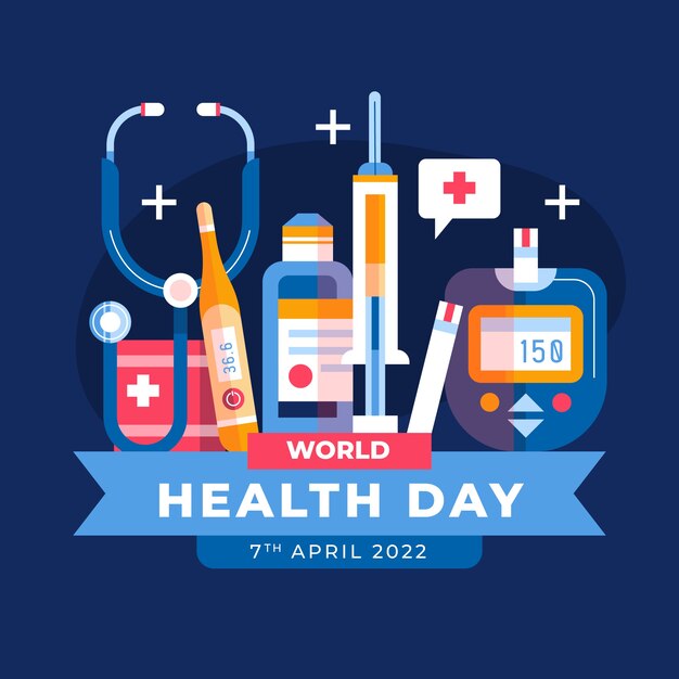 Ilustración plana del día mundial de la salud