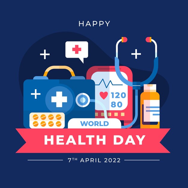 Ilustración plana del día mundial de la salud