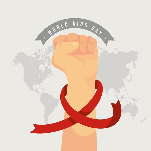 Ilustración plana del día mundial del sida